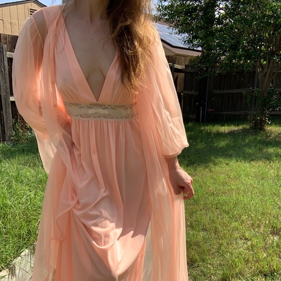 Vintage 60s peignoir slip and robe set - Picture 1 of 11